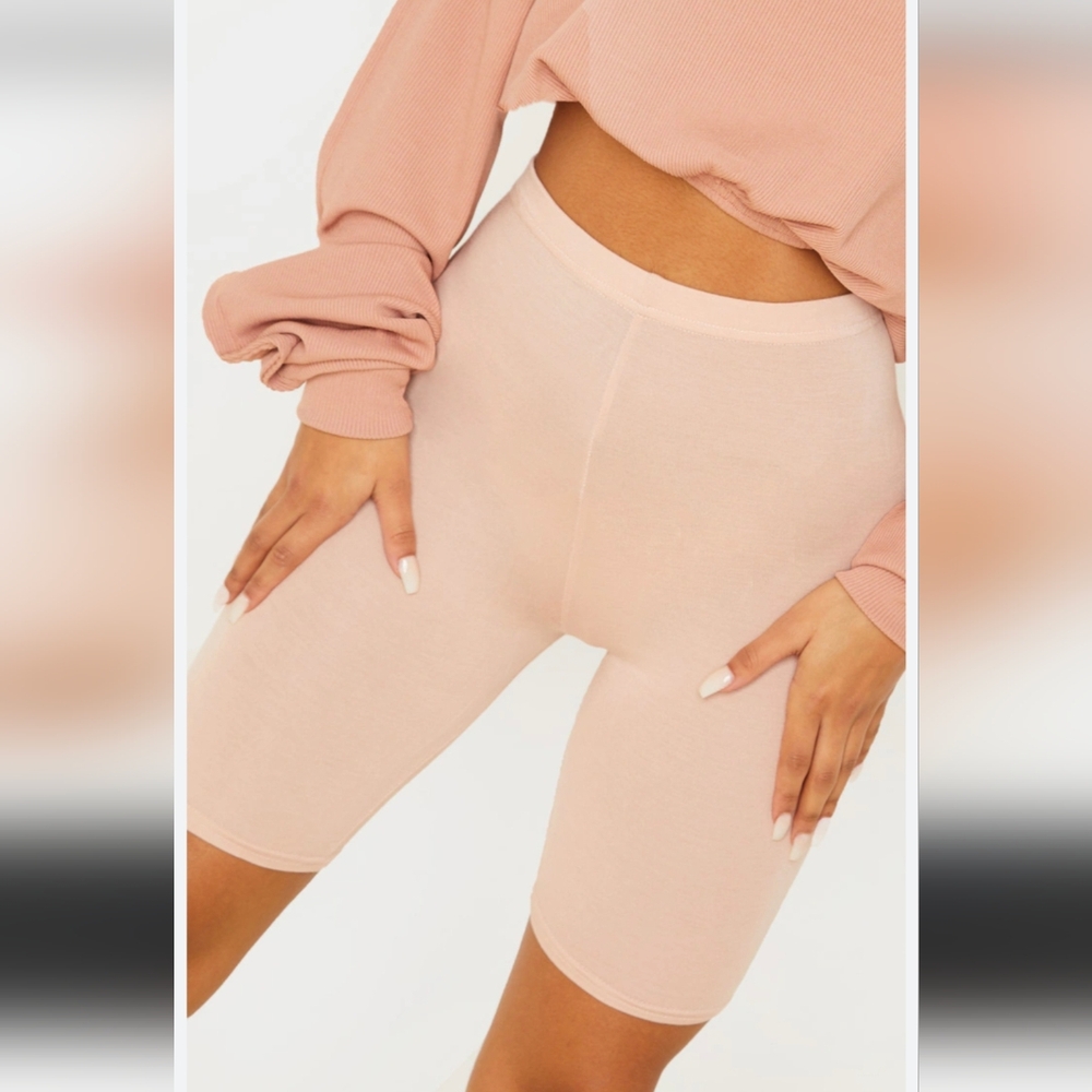 Missguided Beige Bike Shorts Athleisure Athletic Loungewear Gym Size 8